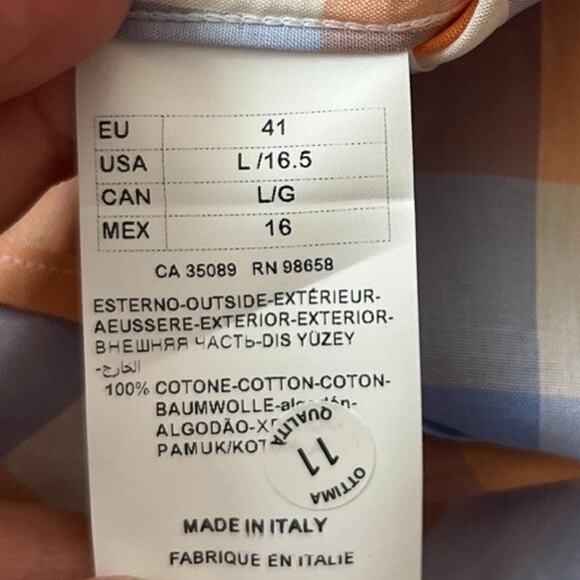 Paul And Shark Shirt Men EU 41 (US L / 16.5) Multicolor Square Logo Lightweight - Picture 10 of 13